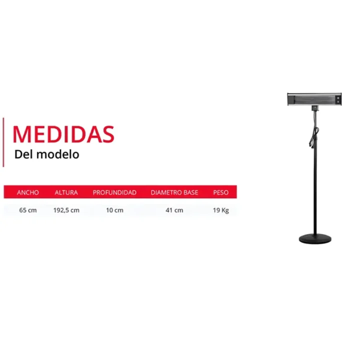 Estufa Infrarroja Terraza Sky Ir 1800W - Imagen 6